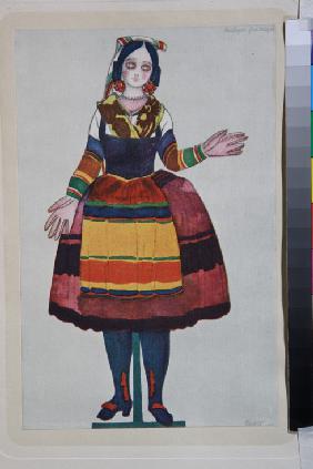 Italienische Puppe. Kostümentwurf zum Ballett "Der Zauberladen" von G. Rossini 1919