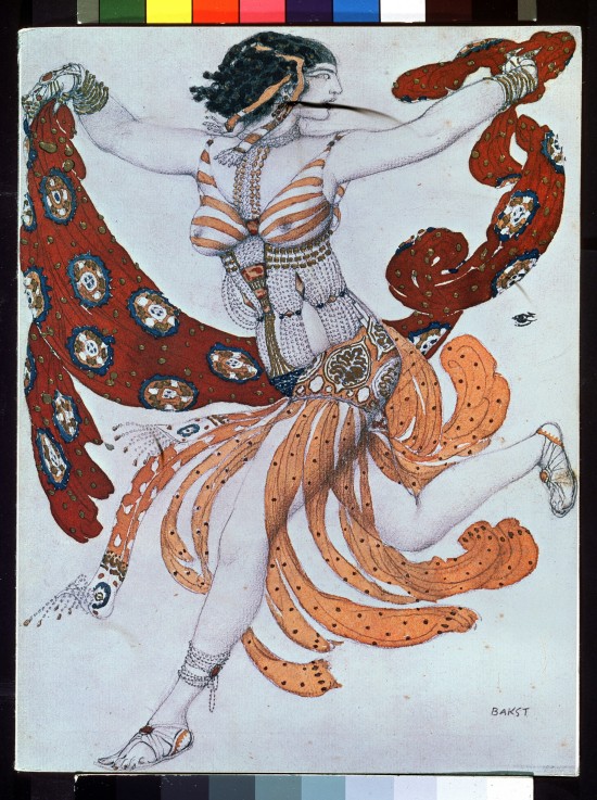 Kostümentwurf zum Ballett Kleopatra von A. Arenski von Leon Nikolajewitsch Bakst