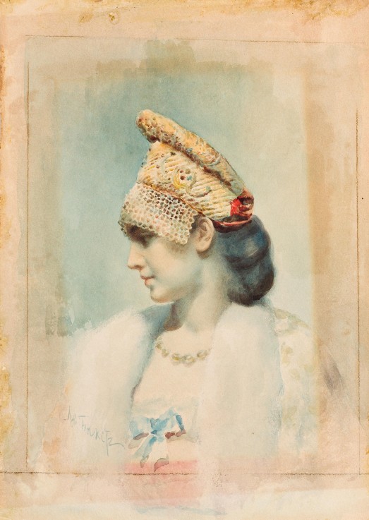 Porträt eines Mädchens in Kokoschnik von Leon Nikolajewitsch Bakst