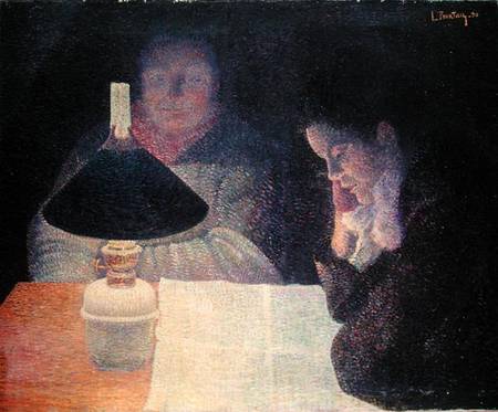 Reading under the Lamp von Leon Pourtau