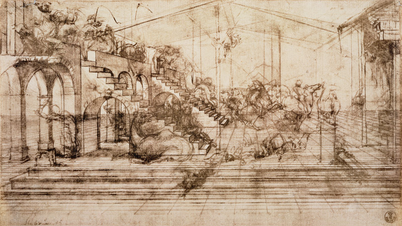 Background perspective sketch for The Adoration of the Magi von Leonardo da Vinci