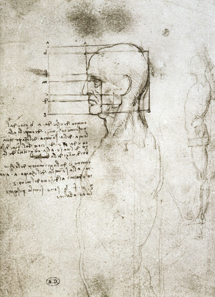 Head of an Old Man in Profile, facsimile copy  and von Leonardo da Vinci