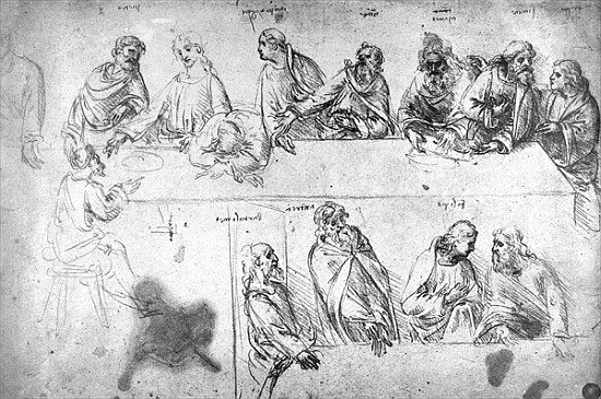 Preparatory drawing for the Last Supper (sepia ink on linen paper) von Leonardo da Vinci