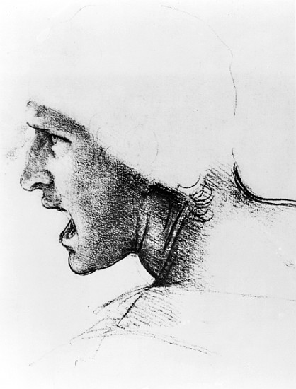 Study for the head of a soldier in ''The Battle of Anghiari'', c.1504-05 von Leonardo da Vinci