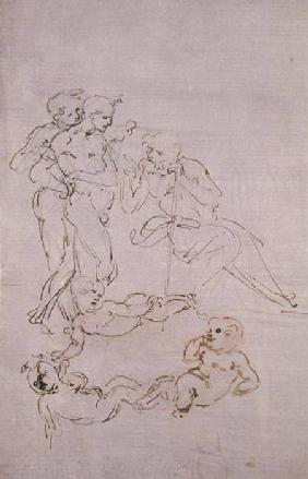 Figure Study for the Adoration of the Three Kings c.1481  &