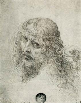 Head of Christ with a hand grasping his hair (black chalk on linen paper) 1899