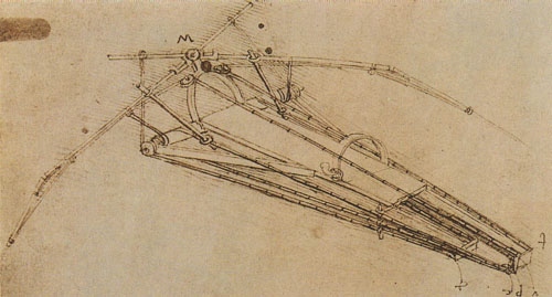 Zeichnung einer Flugmaschine von Leonardo da Vinci