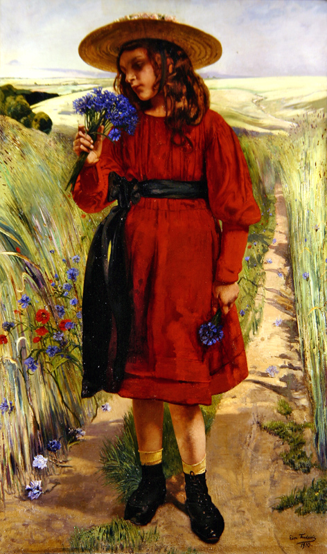 Spring or, Young Girl with Cornflowers (oil on canvas)  von Leon Henri Marie Frederic