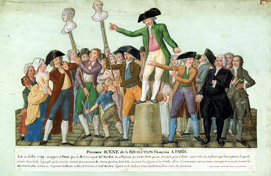 The Beginning of the French Revolution, 12 July 1789, Paris (gouache on card) von Lesueur Brothers
