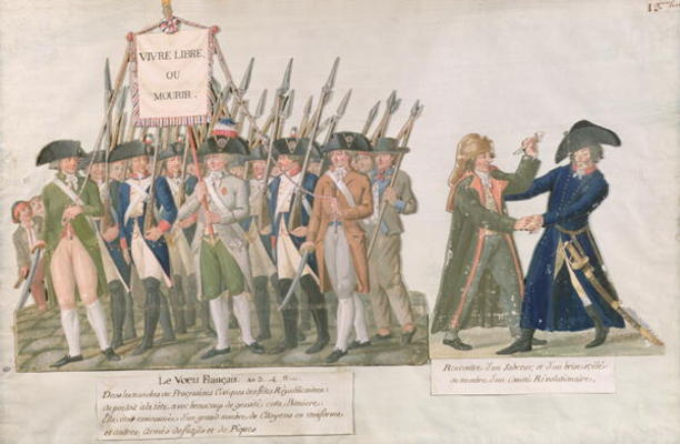 The French Vow 'Long Live Freedom or Die'; the Meeting of a Swordsman and a Member of the Revolution von Lesueur Brothers