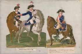 Army Commander and an Officer of the Mounted Police (gouache on card) 14th