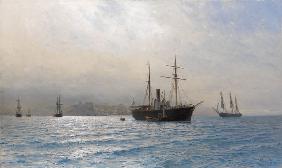 Russisches Schiff vor dem Bosporus, nach dem russisch-türkischen Krieg von 1877-1878 1886
