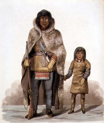 Portrait of Akaitcho and his Son, from 'Narrative of a Journey to the Shores of the Polar Sea in the von Lieutenant Hood