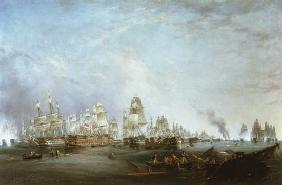 Surrender of the 'Santissima Trinidad to Neptune, The Battle of Trafalgar, 3pm 21st Octob
