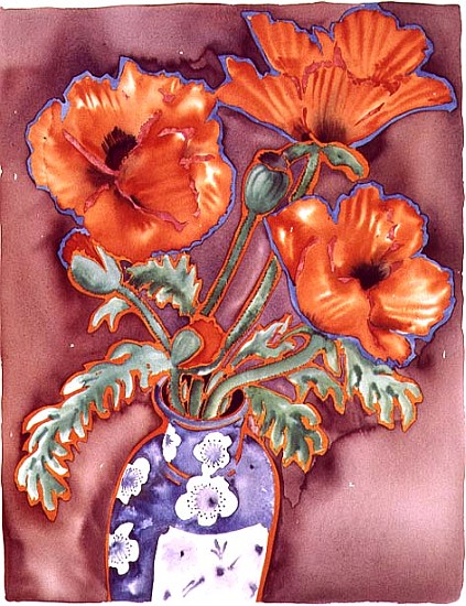 Chinese Poppies, 1989 (w/c on paper)  von Lillian  Delevoryas