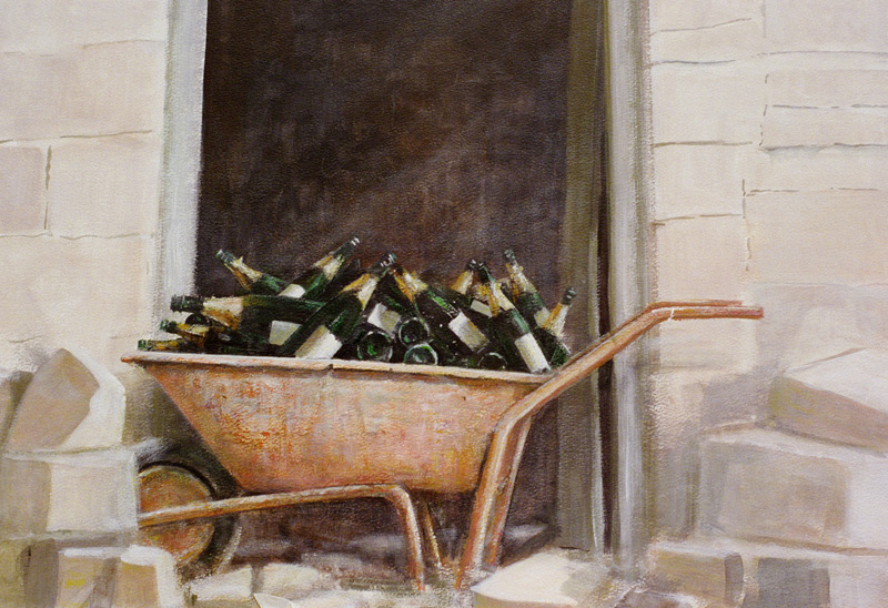 Champagne Wheelbarrow, 1985 (acrylic on canvas)  von Lincoln  Seligman