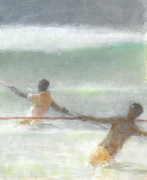 Fishermen Hauling Nets von Lincoln  Seligman