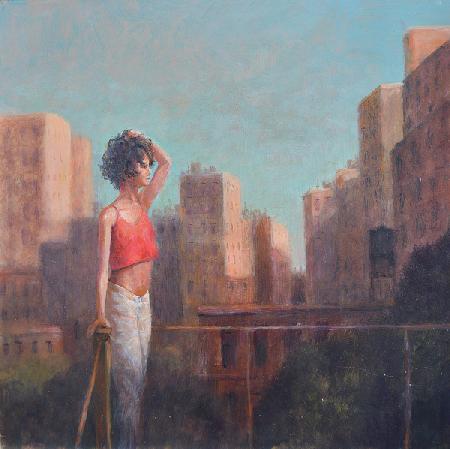 Girl on rooftop, New York 2019