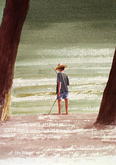 Henry Fishing, 1990 (acrylic on paper)  von Lincoln  Seligman