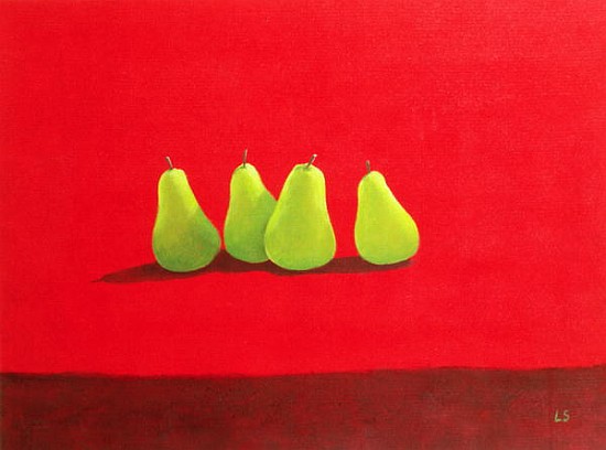Pears on Red Cloth (oil on canvas)  von Lincoln  Seligman