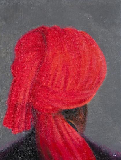 Red Turban on Grey 2014