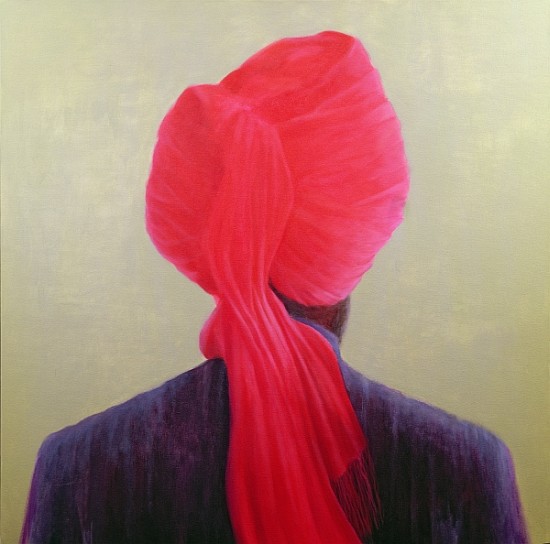Red Turban, Purple Jacket (oil on canvas)  von Lincoln  Seligman