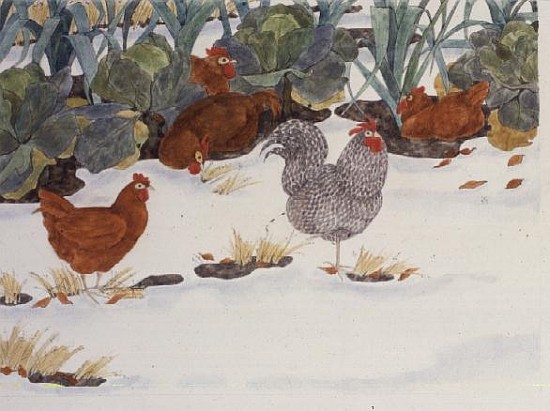 Hens in the Vegetable Patch  von Linda  Benton