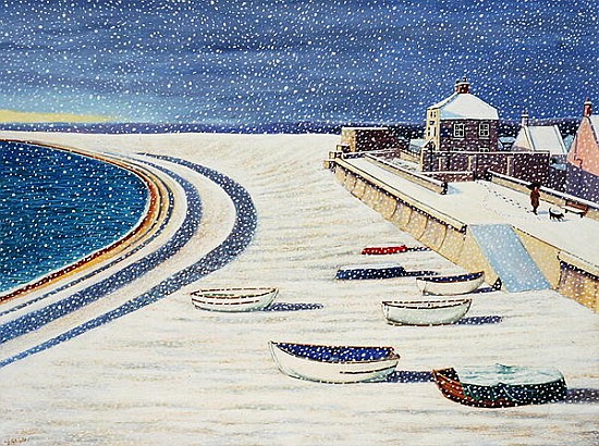 Cove House Inn and Snow, 2008 (acrylic on paper)  von Liz  Wright