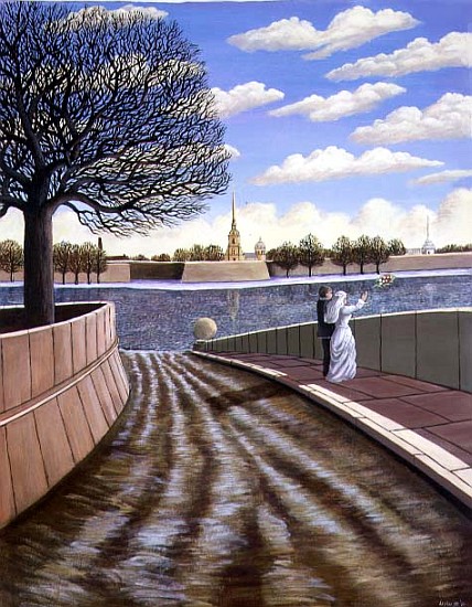 Dedication to the River Neva, St. Petersburg, 1990 (acrylic on paper)  von Liz  Wright