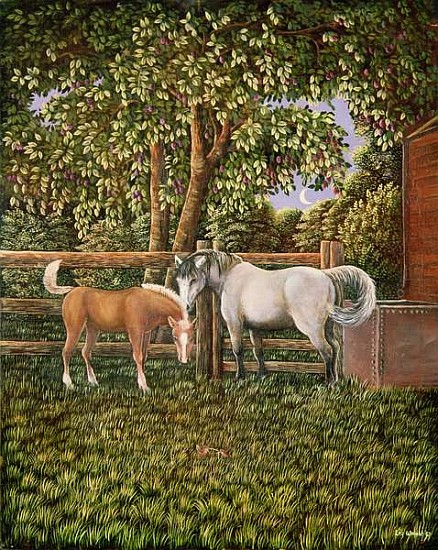 Mare and Foal, 1987  von Liz  Wright