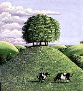 Hilltop trees, 1985 (gouache) 