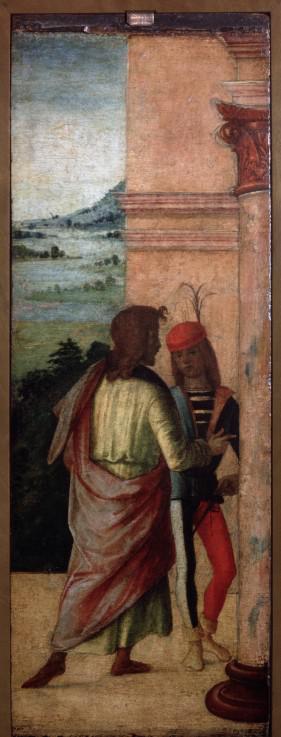 Zwei Männer, an einer Säule stehend 1488