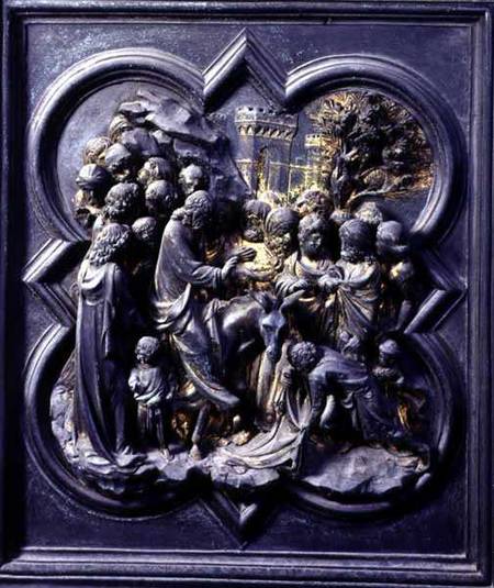 Entry of Jesus into Jerusalem, eleventh panel of the North Doors of the Baptistery of San Giovanni von Lorenzo Ghiberti