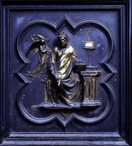 St Matthew the Evangelist, panel B of the North Doors of the Baptistery of San Giovanni von Lorenzo Ghiberti