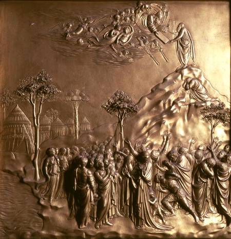 Moses receiving the Tablets of the Law, one of ten relief panels from the Gates of Paradise (East do von Lorenzo Ghiberti