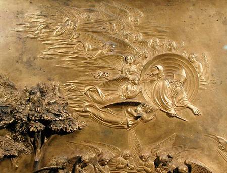 The Story of Adam, detail of God the Father with Angels, from one of the original panels from the Ea von Lorenzo Ghiberti
