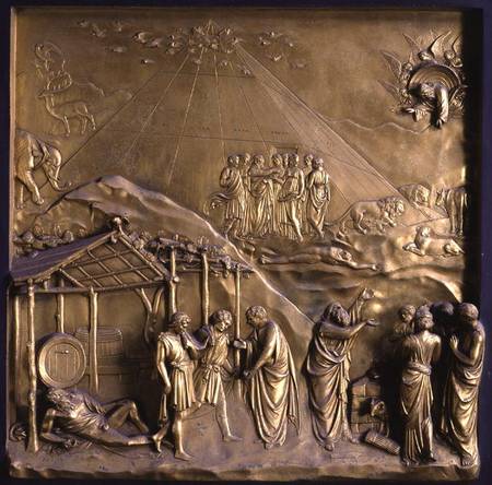 The Story of Noah: the Exodus from the Ark, the Drunkenness of Noah and his Sacrifice to God, one of von Lorenzo Ghiberti