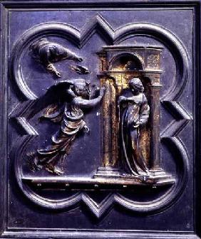 The Annunciation, first panel of the North Doors of the Baptistery of San Giovanni 1403-24