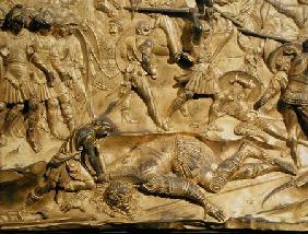 David and Goliath, detail from the original panel from the East Doors of the Baptistery 1425-52
