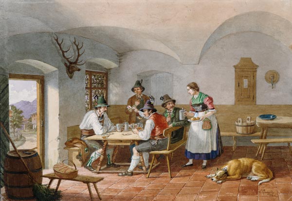 Kartenspielende Bauern von Lorenzo Quaglio d.J.