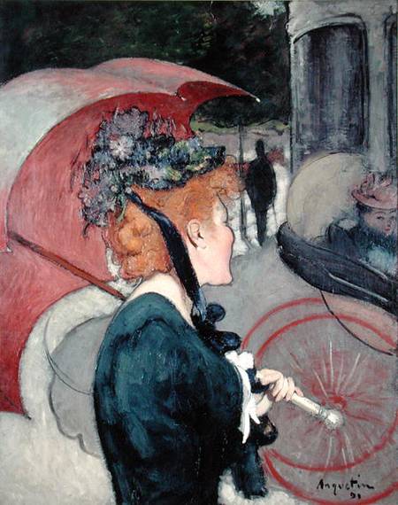 Woman with an umbrella, or The Walk von Louis Anquetin