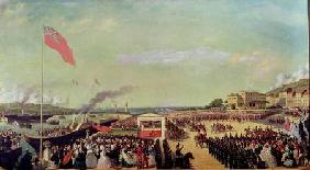 Napoleon III (1808-73) Welcoming Queen Victoria (1819-1901) at the Port of Boulogne, 18th August 185 1856