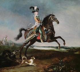Equestrian portrait of Marie Antoinette in hunting attire 1783