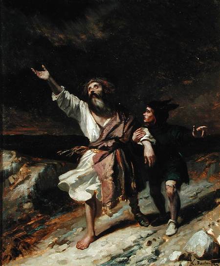 King Lear and the Fool in the Storm Act III Scene 2 from 'King Lear'  1836 von Louis Boulanger