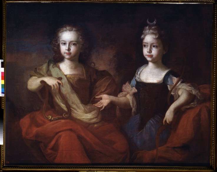 Porträt des Zarensohnes Peter und der Zarentochter Natalia von Louis Caravaque