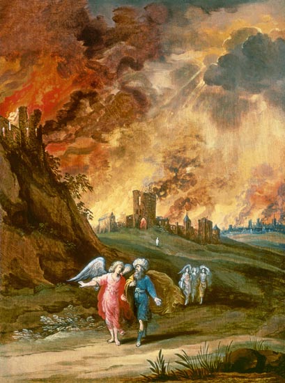 Lot and His Daughters Leaving Sodom von Louis de Caullery