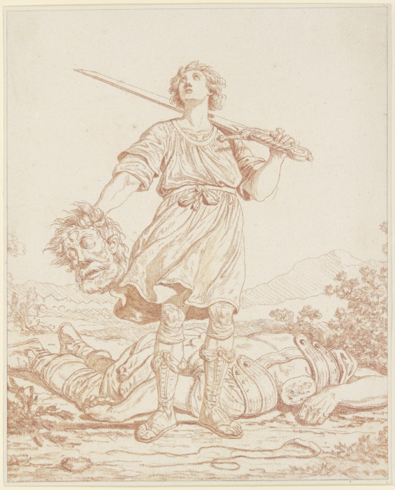 David als Sieger über den Riesen Goliath von Louis Félix de La Rue