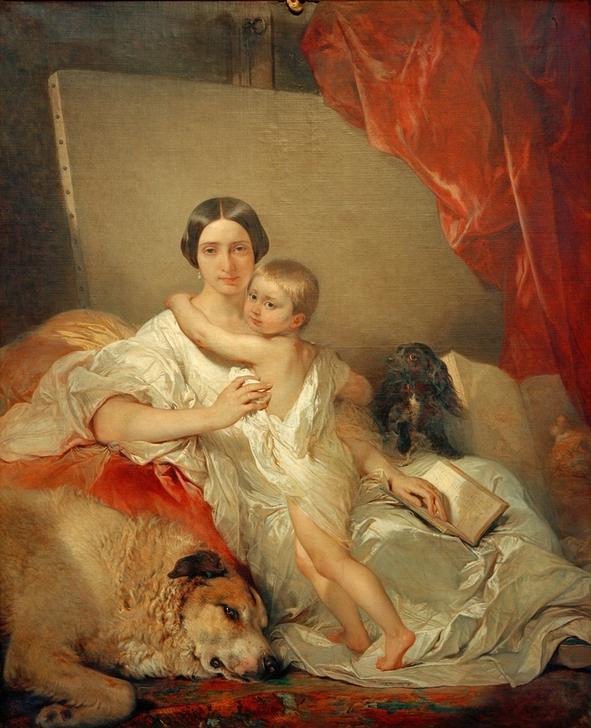 Madame Louis Gallait et sa fille von Louis Gallait