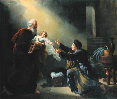 Elijah Resuscitating the Son of the Widow of Sarepta von Louis Hersent