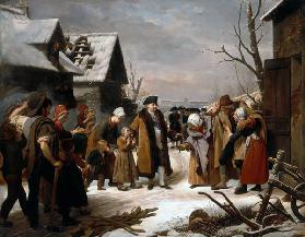 Ludwig XVI. verteilt Almosen an die Armen von Versailles im Winter 1788 1817